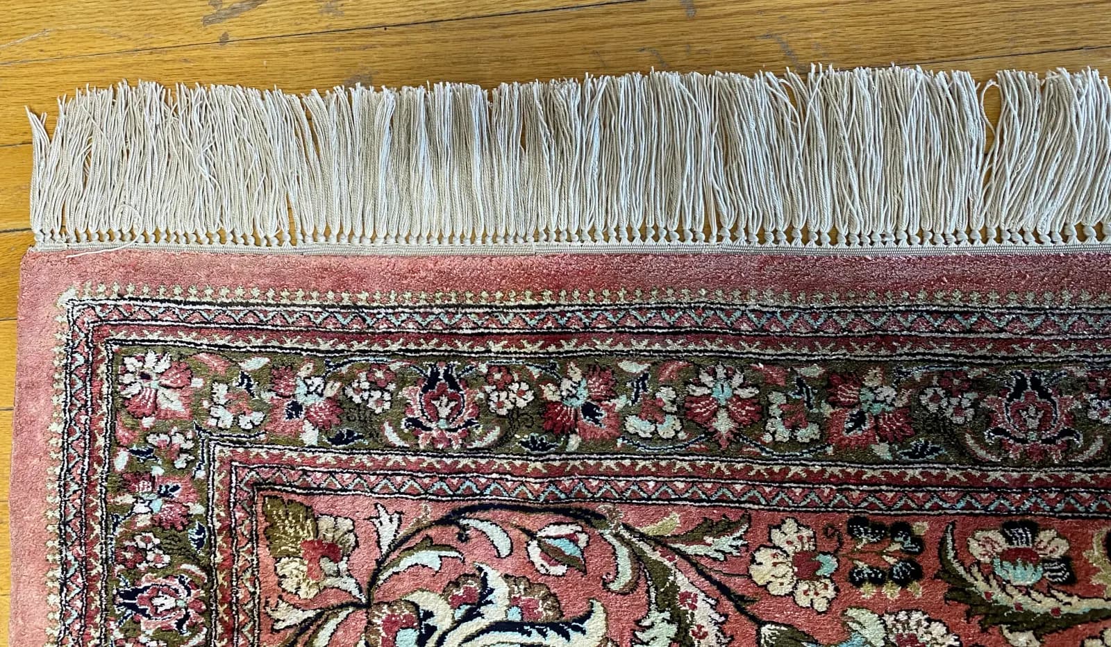 Tabriz rug with hand-reconstructed fringe and secured warp ends after restoration — Ahmadi Rug, Lake Forest IL