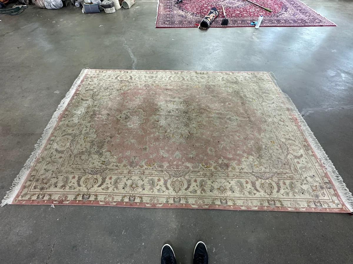 Soiled, dulled 19th-century Tabriz rug before hand washing — Ahmadi Rug, Lake Forest IL