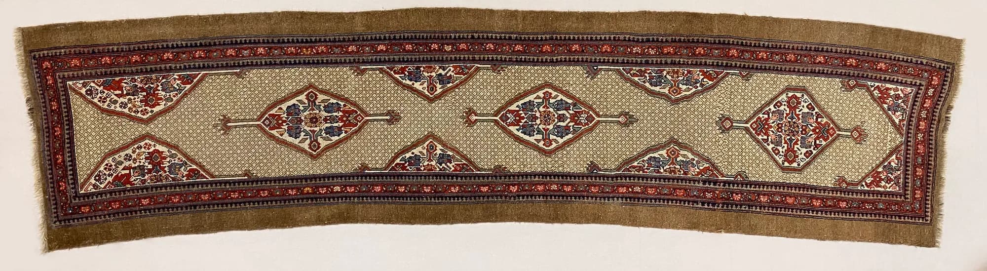 Antique tribal runner buckled and out of square before wash and re-blocking — Ahmadi Rug, Skokie IL